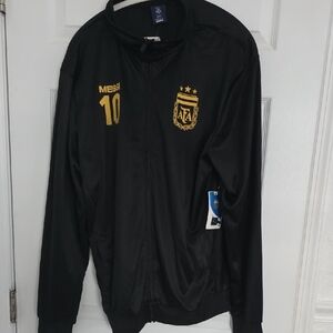 Men's Black Argentina Football Track Jacket with Gold Crest